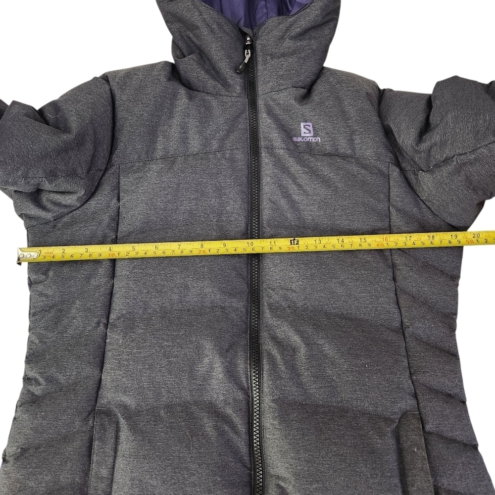 SALOMON Women's Coteaux Long down parka puffer hooded Jacket dark grey small - Picture 15 of 16